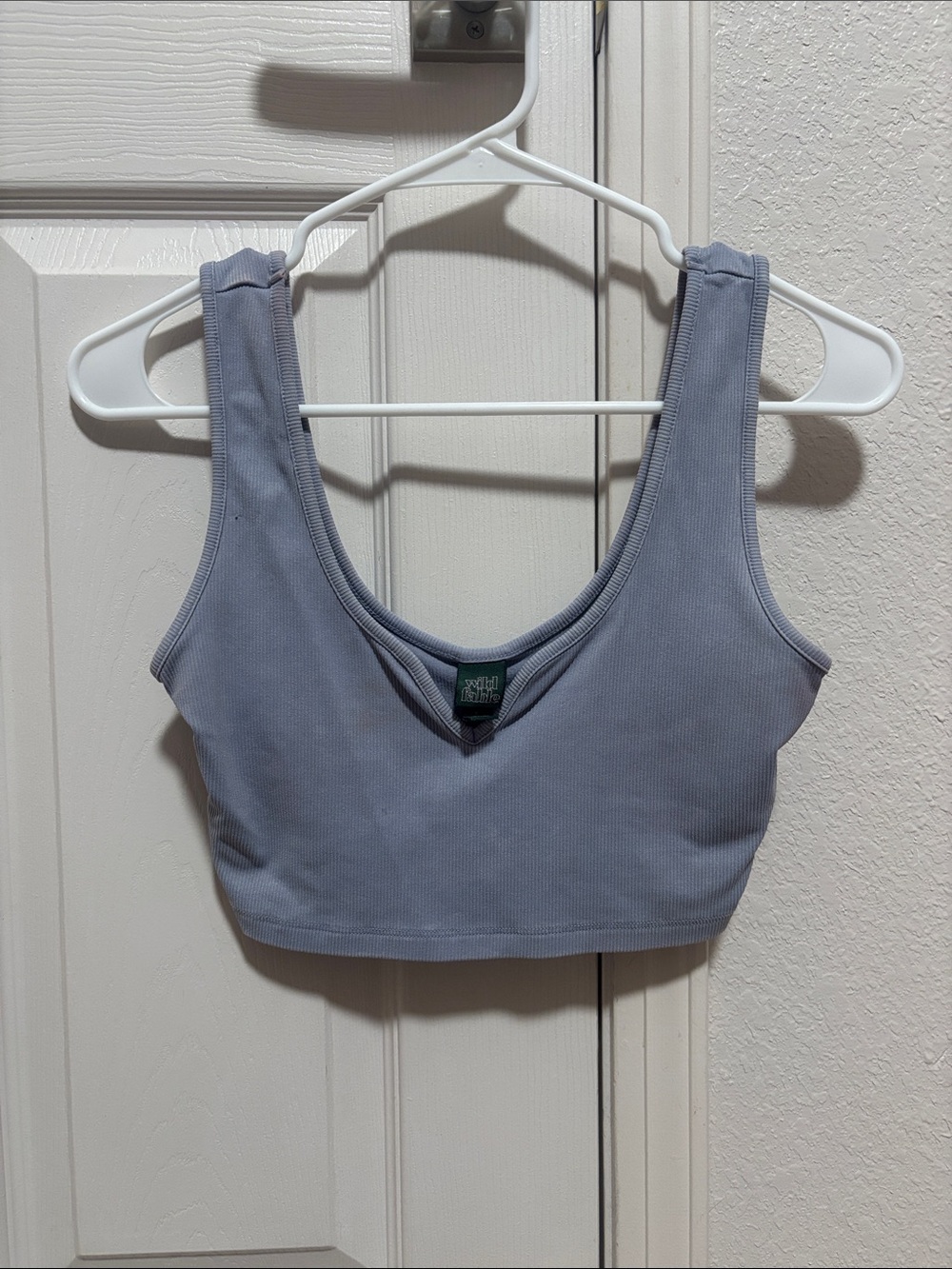 Women's Ribbed Scoop Neck Bralette - Light Gray-Blue